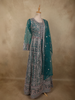 Teal Blue Floral Beads and Zari Embroidered Design Net Mastani Lehenga with Dupatta