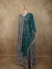 Teal Blue Floral Beads and Zari Embroidered Design Net Mastani Lehenga with Dupatta