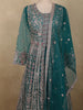Teal Blue Floral Beads and Zari Embroidered Design Net Mastani Lehenga with Dupatta