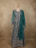 Teal Blue Floral Beads and Zari Embroidered Design Net Mastani Lehenga with Dupatta
