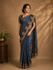 Teal Blue Floral Butta Design Pure Tussar Silk Saree