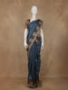 Teal Blue Floral Butta Design Pure Tussar Silk Saree