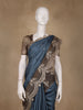 Teal Blue Floral Butta Design Pure Tussar Silk Saree