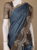 Teal Blue Floral Butta Design Pure Tussar Silk Saree