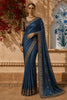Teal Blue Floral Butta Design Pure Tussar Silk Saree