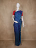 Teal Blue Floral Butta Woven Design Pure Kanchipuram Silk Saree with Contrast Blouse