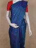 Teal Blue Floral Butta Woven Design Pure Kanchipuram Silk Saree with Contrast Blouse