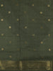 Teal Blue Floral Butta Zari Woven Design Semi Tussar Saree with Contrast Motif Zari Border