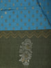 Teal Blue Floral Butta Zari Woven Design Semi Tussar Saree with Contrast Motif Zari Border
