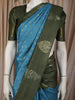 Teal Blue Floral Butta Zari Woven Design Semi Tussar Saree with Contrast Motif Zari Border