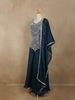 Teal Blue Floral Design Chiffon Palazzo Suit