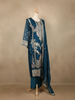 Teal Blue Floral Design Chiffon Straight Cut Salwar Suit