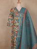 Teal Blue Floral Design Cotton Salwar Suit