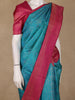 Teal Blue Floral Design Kanchipuram Silk Saree With Contrast Blouse