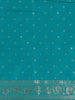 Teal Blue Floral Design Semi Banarasi Saree