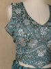 Teal Blue Floral Designed Satin Lehenga