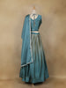 Teal Blue Floral Design Satin Lehenga with Dupatta