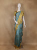 Teal Blue Floral Designed Semi Tussar Saree With Contrast Border