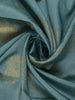 Teal Blue Floral Designed Semi Tussar Saree With Contrast Border