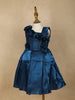 Teal Blue Floral Embellished Design Satin Party Wear Kids Frock