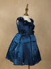 Teal Blue Floral Embellished Design Satin Party Wear Kids Frock