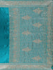 Teal Blue Floral Embellished Design Satin Saree with Heavy Stone Work and Designer Embroidered Border