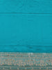 Teal Blue Floral Embellished Design Satin Saree with Heavy Stone Work and Designer Embroidered Border