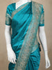 Teal Blue Floral Embellished Design Satin Saree with Heavy Stone Work and Designer Embroidered Border