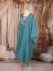 Teal Blue Floral Embroidered Cotton Salwar with Dupatta