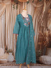 Teal Blue Floral Embroidered Cotton Salwar with Dupatta