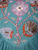 Teal Blue Floral Embroidered Cotton Salwar with Dupatta