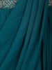 Teal Blue Floral Embroidered Design Chiffon Lehenga
