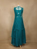 Teal Blue Floral Embroidered Design Chiffon Lehenga