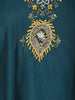 Teal Blue Floral Embroidered Design Cotton Straight Cut Salwar Suit