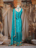 Teal Blue Floral Embroidered Design Raw Silk Palazzo Suit with Dupatta