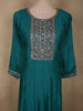 Teal Blue Floral Embroidered Design Silk Anarkali Salwar Suit with Contrast Dupatta