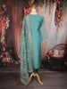 Teal Blue Floral Embroidered Tissue Silk Straight Cut Salwar Suit with Dupatta