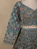 Teal Blue Floral Embroidery Bridal Net Lehenga