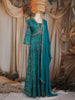 Teal Blue Floral Embroidery Gown With Dupatta