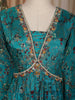 Teal Blue Floral Embroidery Gown With Dupatta