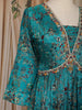 Teal Blue Floral Embroidery Gown With Dupatta