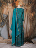 Teal Blue Floral Embroidery Gown With Dupatta