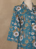 Teal Blue Floral Printed  Cotton Salwar Suit With Dupatta