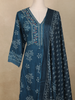 Teal Blue Floral Printed Design Anarkali Cotton Salwar Suit