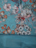 Teal Blue Floral Printed Design Chiffon Saree