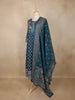 Teal Blue Floral Printed Design Cotton Anarkali Salwar Suit