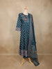 Teal Blue Floral Printed Design Cotton Anarkali Salwar Suit