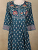 Teal Blue Floral Printed Design Cotton Anarkali Salwar Suit