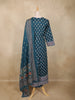 Teal Blue Floral Printed Design Cotton Anarkali Salwar Suit