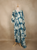 Teal Blue Floral Printed Design Cotton Anarkali Salwar Suit with Dupatta